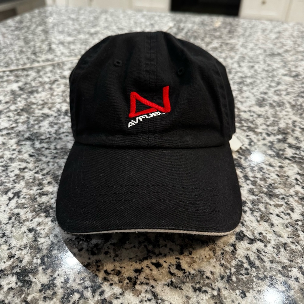 Black Adjustable Cap with Red Avfuel Logo